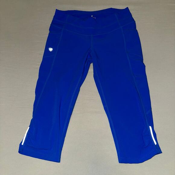 Athleta Dobby Be Free Knicker Capri Leggings Electric Blue Women's Size Small - Picture 1 of 8